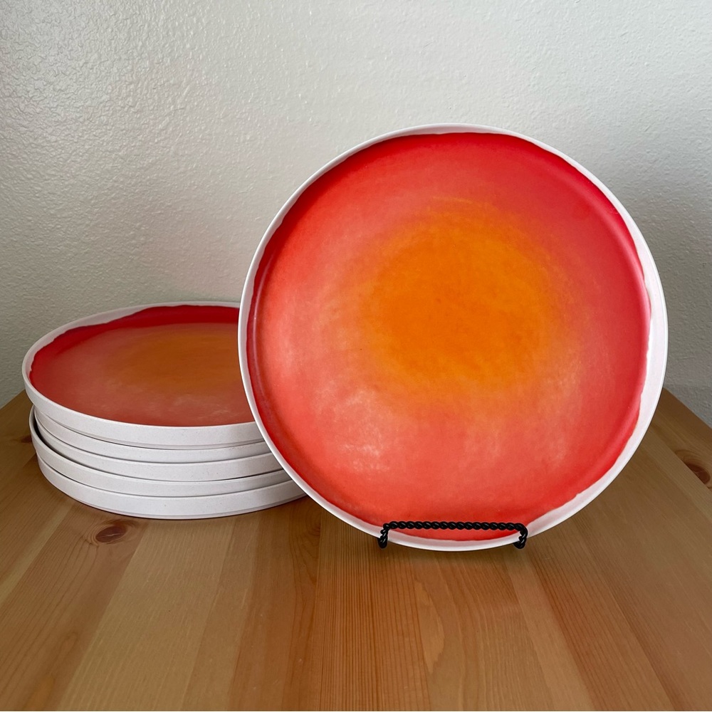 Opalhouse Bamboo Melamine Orange 10.5 inch Dinner Plates - Set of 6